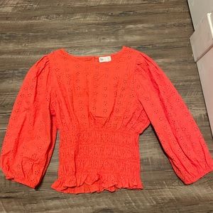 Women’s Bright Orange Lacey Design Top from SO size: M